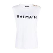 Balmain Vita T-shirts Polos för Kvinnor White, Dam
