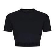 Givenchy Svarta Ribbade Crewneck T-shirts och Polos Black, Dam
