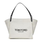 Tom Ford Vita väskor med magnetisk stängning och läderrem White, Dam