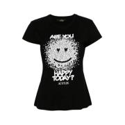 Twinset Svart Hjärta Smiley Print T-shirts och Polos Black, Dam