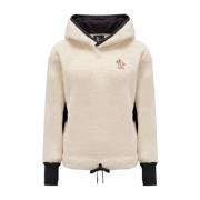Moncler Vita Sweaters med Stretch Fleece och Huva White, Dam