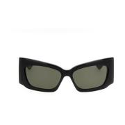 Gucci Solglasögon med fyrkantig båge och gråa linser Black, Unisex