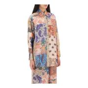 Zimmermann Silkesskjorta med patchwork-effekt och paisley- och blommön...