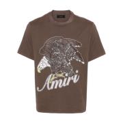 Amiri Brun Bomull Jersey T-shirt med Amiri Eagle Logo Brown, Herr