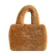 Amina Muaddi Giuly Shearling Väska Beige, Dam