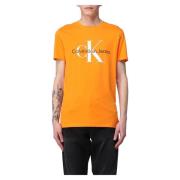 Calvin Klein Säsongs Monologo Tee - Stilfull Herr T-Shirt Orange, Herr