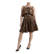 Dolce & Gabbana Leopardmönstrad A-Linje Klänning Brown, Dam