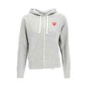 Comme des Garçons Play Zip Hooded Sweatshirt, Storlek L Gray, Dam