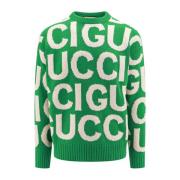 Gucci Logo Ulltröja Green, Herr
