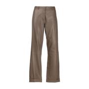 Federica Tosi Leather Trousers Brown, Dam