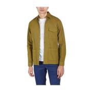 Jagvi. Rive Gauche Khaki Overshirt med Corozo Knappar Brown, Herr