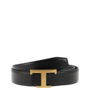 Tod's Raffinerat LÃ¤der Reversibelt BÃ¤lte med T Timeless SpÃ¤nne Blac...