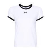 Msgm Logo Print Crew Neck T-shirts och Polos White, Dam