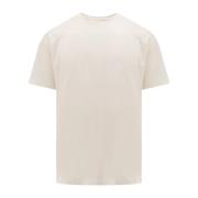 Roberto Collina Vit Ribbad T-shirt, Klassisk Passform White, Herr