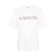 Lanvin Rosa T-shirts och Polos med Logo Patches Pink, Dam