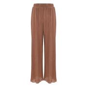 Kocca Elegant Plisserade Wide-Leg Byxor Brown, Dam