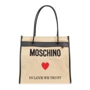 Moschino Shopper väska med logotyp Beige, Dam