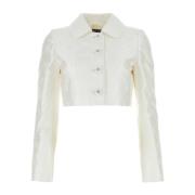 Dolce & Gabbana Vit Jacquard Blazer - Stilfull och Elegant White, Dam