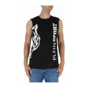 Plein Sport Svart Print Ärmlös Undershirt Black, Herr