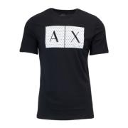 Armani Exchange Svart Tryck T-shirt för Män Black, Herr