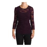 Dolce & Gabbana Lila Genomskinlig Spetstopp med Fastsatt Camisole Purp...