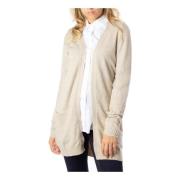 Vila Beige Långärmad Cardigan Beige, Dam