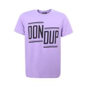 Dondup Lila Crew-neck T-shirt med Kontrasterande Logotyp Purple, Herr