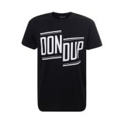 Dondup Svart Crew-neck T-shirt med Kontrasterande Logo Black, Herr