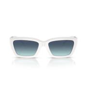 Tiffany Rektangulära Cat-Eye Solglasögon med Fasetterad Vit Front och ...