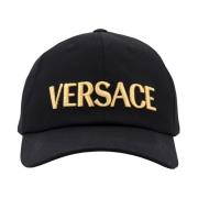 Versace Svart hatt med sydd skärm och Medusa-detalj Black, Herr