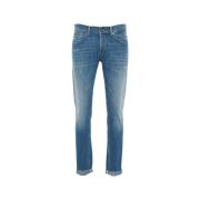 Dondup Italienska Jeans med Bältesöglor och Upprullade Manschetter Blu...