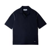 Sunnei Mörkblå Polo Shirt med Kontrast Sömn Blue, Herr