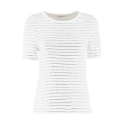 Ermanno Scervino Stilfull Stickad T-shirt med Kristaller White, Dam