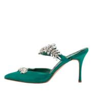 Manolo Blahnik Pre-owned Pre-owned Satin mules Green, Dam