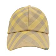 Burberry Check Print Nylon Hatt Yellow, Dam