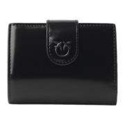 Pinko Blankt läderplånbok med Love Birds-logotyp Black, Dam