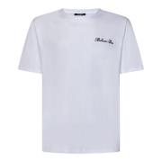 Balmain Vit Logotyp Broderad T-Shirt White, Herr