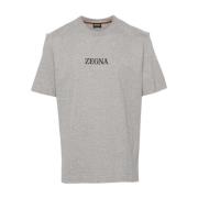 Ermenegildo Zegna Logo Print Crew Neck T-shirts och Polos Gray, Herr
