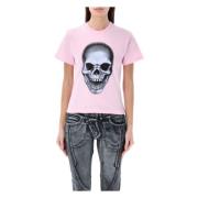 Ottolinger Skull Print Slim-Fit T-Shirt Pink, Dam