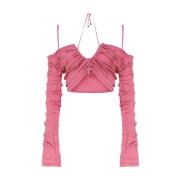 Blumarine Rosa Ruffle Sweaters Pink, Dam