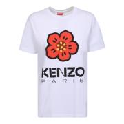 Kenzo Blommig Rundhals T-shirt White, Dam