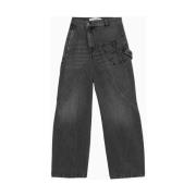 JW Anderson Italienska Twisted Workwear Jeans Gray, Dam