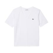 Lacoste Sofistikerad V-Hals T-Shirt White, Dam