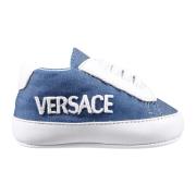 Versace Denim Snörskor med Broderad Logotyp Blue, Unisex
