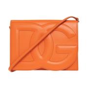 Dolce & Gabbana Läder axelväska med logotyp Orange, Dam
