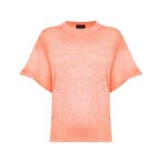 Roberto Collina Lätt linblandning crew neck t-shirt Pink, Dam