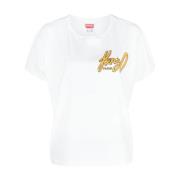 Kenzo Logo-Print Bomull T-Shirt White, Dam