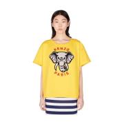 Kenzo T-shirt med broderat motiv Yellow, Dam