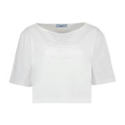 Prada Kortärmad Crop T-shirt White, Dam
