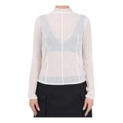 Calvin Klein Jeans Vita tröjor med hög hals och broderad detalj White,...
